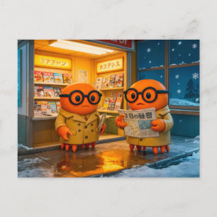 Carte Postale Crabs espions enquêtant sur un kiosque à journaux 