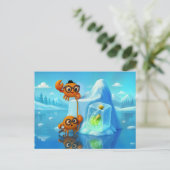 Carte Postale Crabs espions grimpant sur un iceberg pour un mess (Debout devant)