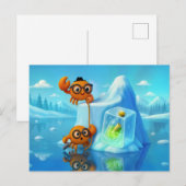 Carte Postale Crabs espions grimpant sur un iceberg pour un mess (Devant / Derrière)