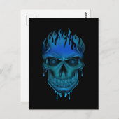Carte Postale Crâne à flamme - bleu (Devant / Derrière)