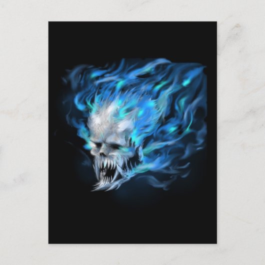 Carte Postale Crâne à flamme bleue (Devant)