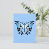 Carte Postale Crâne à papillon - bleu (Debout devant)