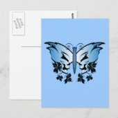 Carte Postale Crâne à papillon - bleu (Devant / Derrière)
