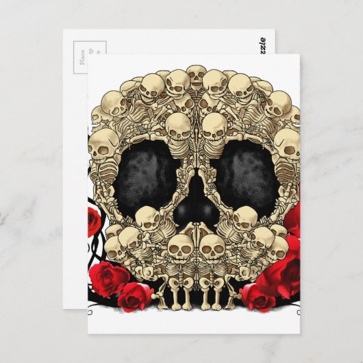 Carte Postale Crâne à sucre - Design de tatouage (Devant / Derrière)