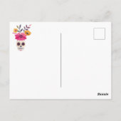 Carte Postale Crâne à sucre Fuchsia Fleurs mexicaines Cinco de M (Dos)