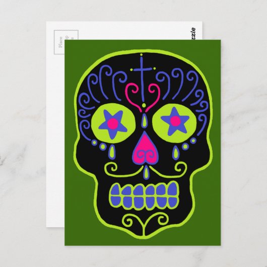 Carte Postale Crâne à sucre noir (Devant / Derrière)