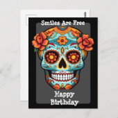 Carte Postale Crâne à sucre Salutation d'anniversaire (Devant / Derrière)