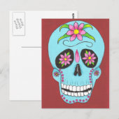 Carte Postale Crâne à sucre turquoise (Devant / Derrière)