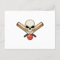 Crâne au cricket avec batte de cricket