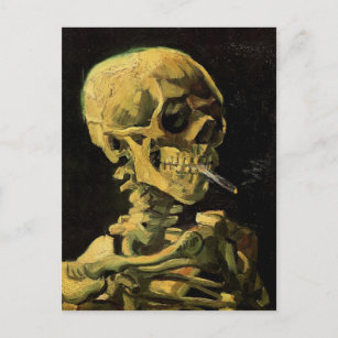 Carte Postale Crâne avec brûler la cigarette Van Gogh Art