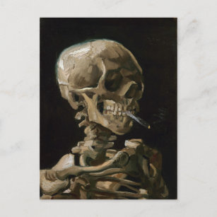 Carte Postale Crâne avec brûler la cigarette Vincent van Gogh Ar