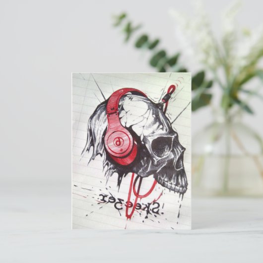 Carte Postale Crâne avec conception casque (Debout devant)