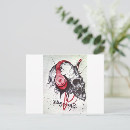 Carte Postale Crâne avec conception casque (Debout devant)