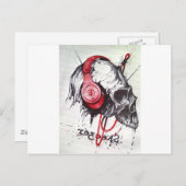 Carte Postale Crâne avec conception casque (Devant / Derrière)