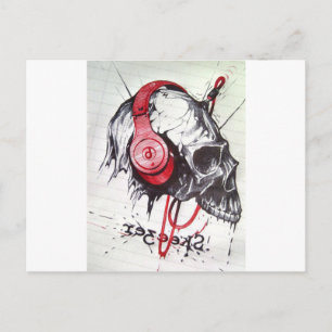 Carte Postale Crâne avec conception casque
