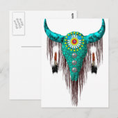 Carte Postale Crâne avec plumes (Devant / Derrière)