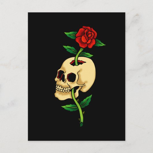 Carte Postale Crâne avec Rose (Devant)