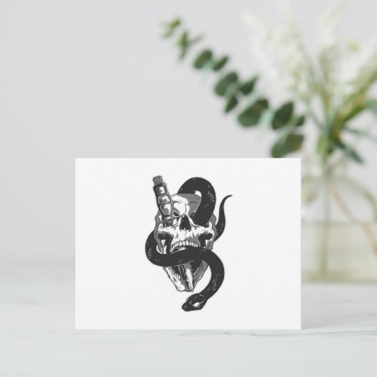 Carte Postale Crâne avec serpent (Debout devant)