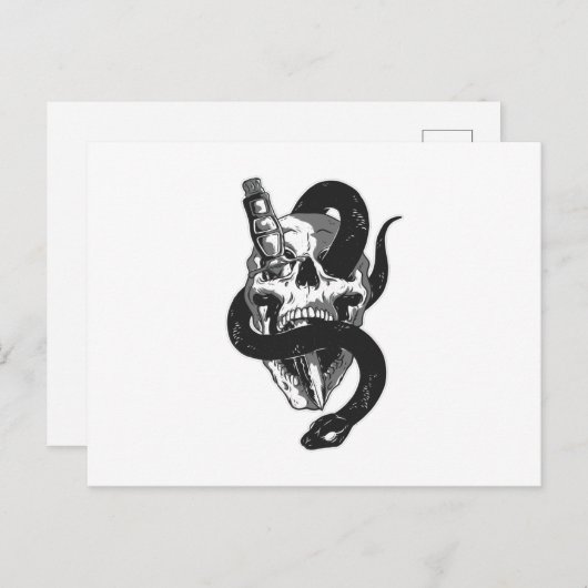Carte Postale Crâne avec serpent (Devant / Derrière)