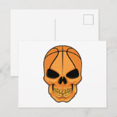 Carte Postale Crâne avec tête de ballon de basket (Devant / Derrière)