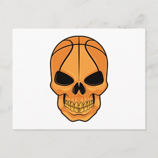 Carte Postale Crâne avec tête de ballon de basket (Devant)