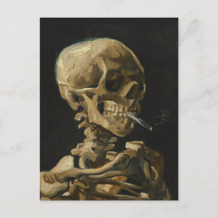Carte Postale Crâne avec une cigarette brûlante par Van Gogh