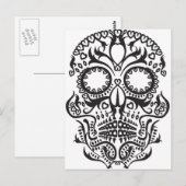 Carte Postale Crâne blanc et noir / Jour des morts (Devant / Derrière)
