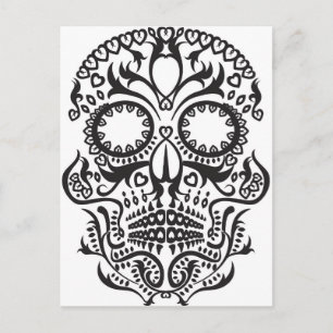 Carte Postale Crâne blanc et noir / Jour des morts