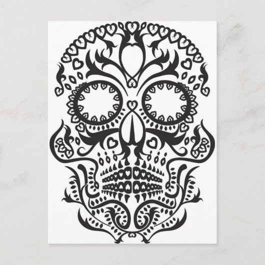 Carte Postale Crâne blanc et noir / Jour des morts (Devant)