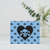 Carte Postale Crâne Bleu dans le Cœur (Debout devant)