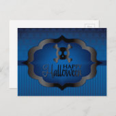 Carte Postale Crâne bleu d'Halloween (Devant / Derrière)