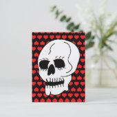 Carte Postale Crâne classique blanc Coeurs rouges (Debout devant)