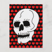 Carte Postale Crâne classique blanc Coeurs rouges (Devant)