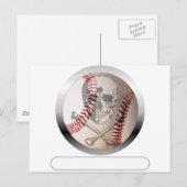 Carte Postale Crâne de baseball et os croisés (Devant / Derrière)