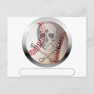 Carte Postale Crâne de baseball et os croisés