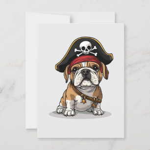 Carte Postale Crâne de bouledogue anglais pirate avec os croisés