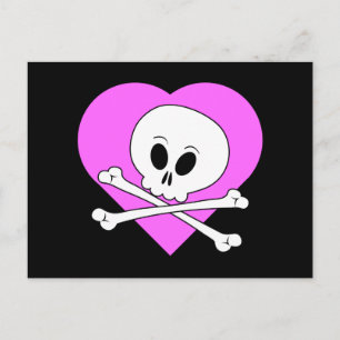 Carte Postale Crâne de coeur rose