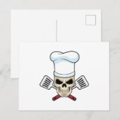 Carte Postale Crâne de cuisinier avec toque de cuisine (Devant / Derrière)