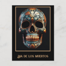 Crâne de Día de los Muertos Turquoise Or sur mesur