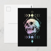 Carte Postale Crâne de Lune Croissante Occultisme Sorcellerie Go (Devant / Derrière)