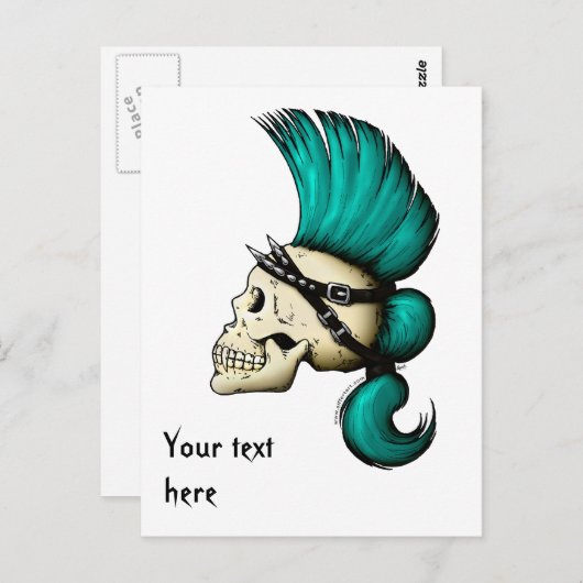 Carte Postale Crâne de punk (Devant / Derrière)