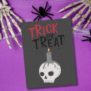 Carte Postale Crâne de squelette gothique Trick or Treat Hallowe
