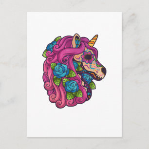 Carte Postale Crâne de sucre de licorne Mexique Calavera Dia De