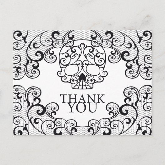Carte Postale Crâne de sucre élégant Merci Calavera (Devant)
