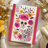 Crâne de Sucre Fuchsia Fleurs Mexicaines Cinco de