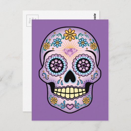 Carte Postale Crâne de sucre pourpre (Devant / Derrière)