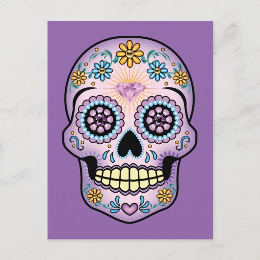 Carte Postale Crâne de sucre pourpre (Devant)