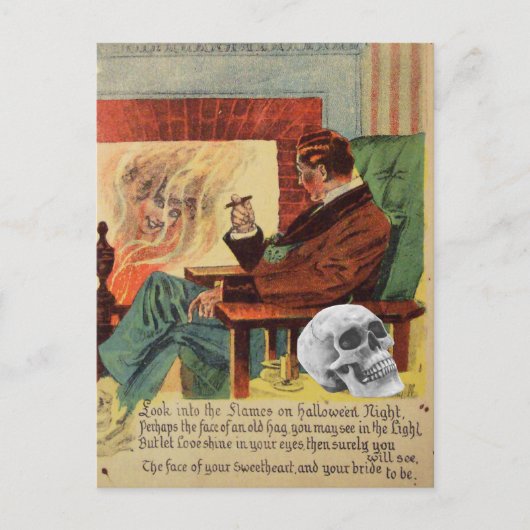 Carte Postale Crâne de Trophée Esprit Fantôme Cheminée (Devant)