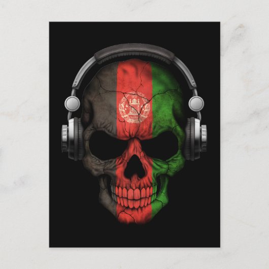Carte Postale Crâne Dj afghan personnalisable avec casque (Devant)