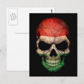 Carte Postale Crâne drapeau hongrois sur noir (Devant / Derrière)
